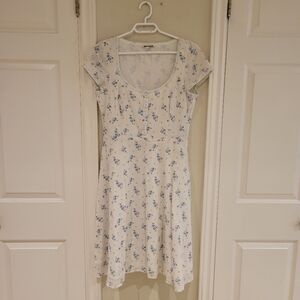 Lucky Brand Floral White and Blue Cotton Sun Dress